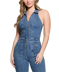 Guess Women's Mia Denim Halter Jumpsuit