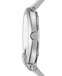 Tory Burch Women's The Pierced Silver Leather Strap Watch 36mm
