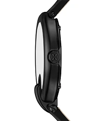 Tory Burch Women's The Pierced Black Leather Strap Watch 36mm