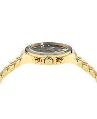 Versace Men's Swiss Chronograph Greca Chrono Wave Gold Ion Plated Bracelet Watch 43mm