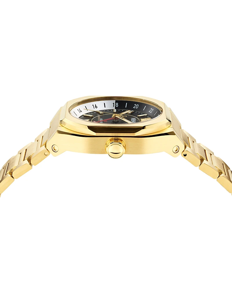 Versace Men's Swiss Automatic V-Contempo Gmt Gold Ion Plated Bracelet Watch 40x48mm