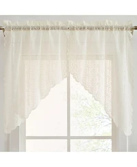 Hlc.me Sophia Floral Rod Pocket Lace Short Cafe Swags for Small Windows - 28 x 36 Inch Length ( Swags