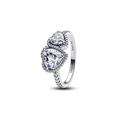 Pandora Sterling Silver Sparkling Halo Hearts Ring