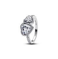 Pandora Sterling Silver Sparkling Halo Hearts Ring