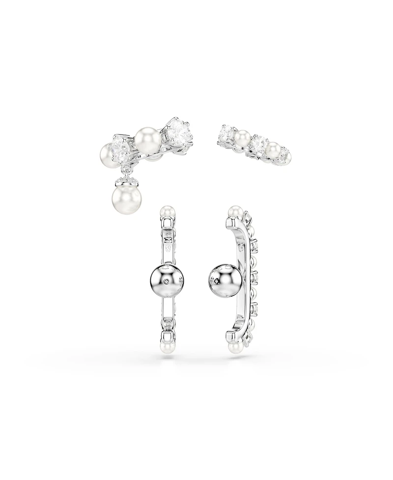 Swarovski Matrix White Rhodium Plated Round Cut Ear Cuff Sets