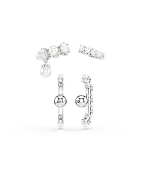 Swarovski Matrix White Rhodium Plated Round Cut Ear Cuff Sets
