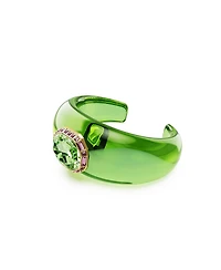 Swarovski Dulcis Octagon Cut Pave Green Gold-Tone Plated Cuff Bracelet