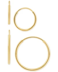 2-Pc. Set Polished Endless Wire Small Hoop Earrings in 10k Gold