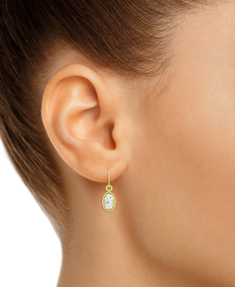 Macy's Oval Gemstone Drop Earrings 10k Yellow Gold or White
