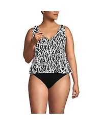 Lands' End Plus Tie Shoulder Flutter Tankini Top