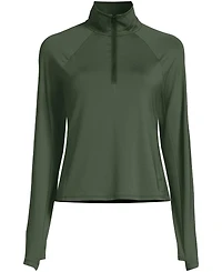 Lands' End Women's Long SunShade Upf 50 Sleeve Quarter Zip Rash Guard