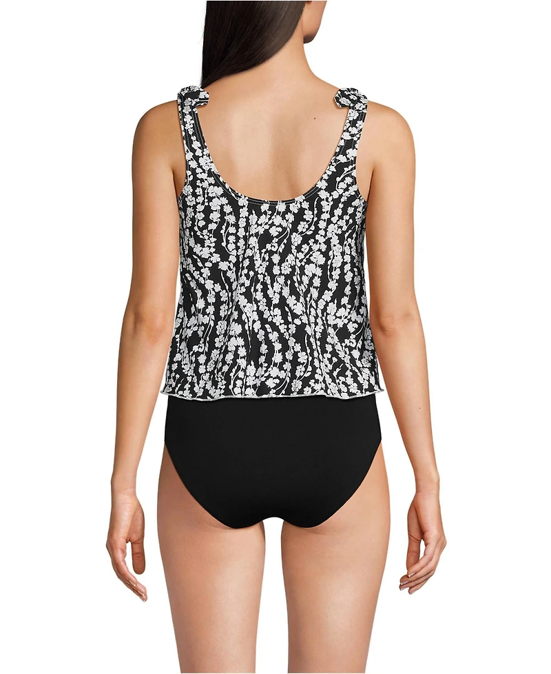 Lands' End Women's D-Cup Tie Shoulder Flutter Tankini Top