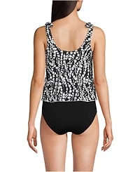 Lands' End Women's D-Cup Tie Shoulder Flutter Tankini Top
