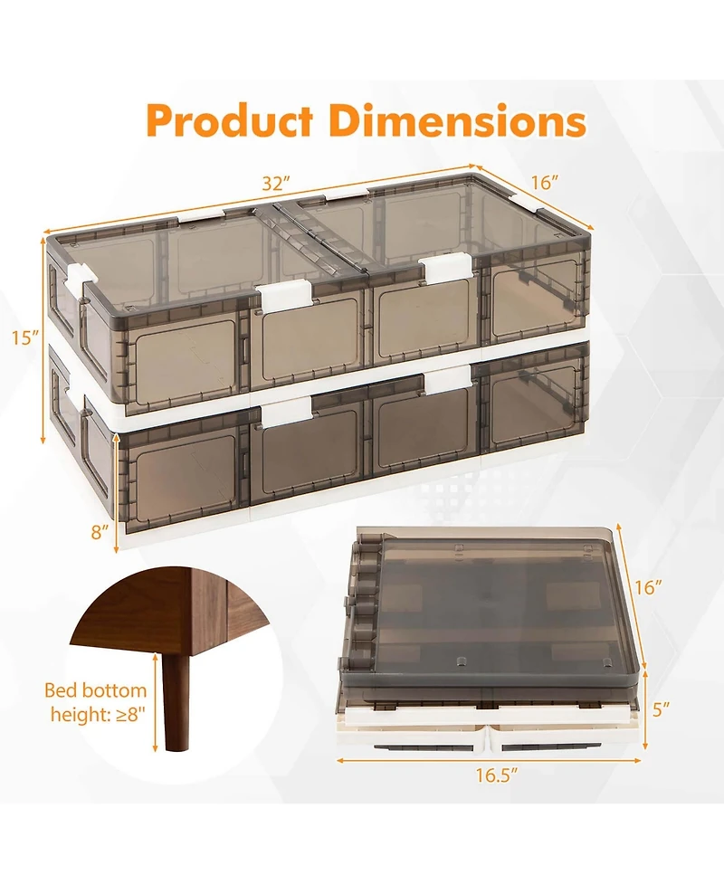 Pack 26.5 Gal Under Bed Storage Containers with Wheels Double Opening Lids