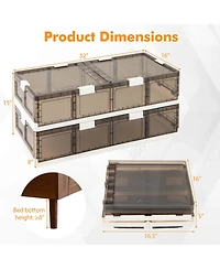 Pack 26.5 Gal Under Bed Storage Containers with Wheels Double Opening Lids