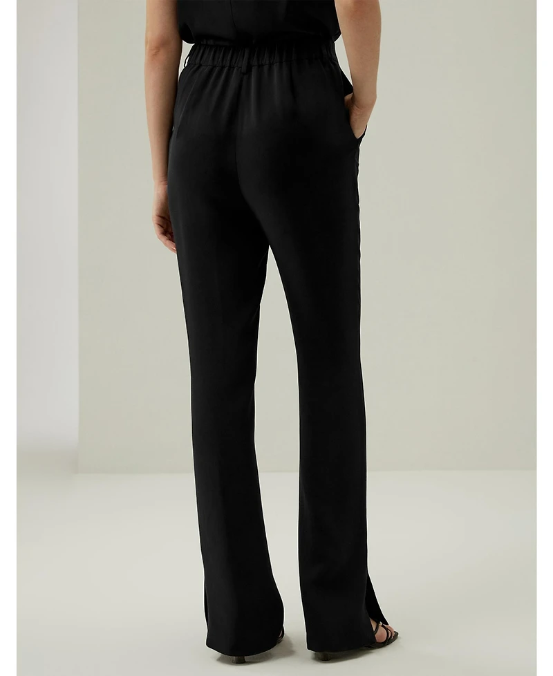 Lilysilk Women's Silk Straight Leg Trousers with Side Slit