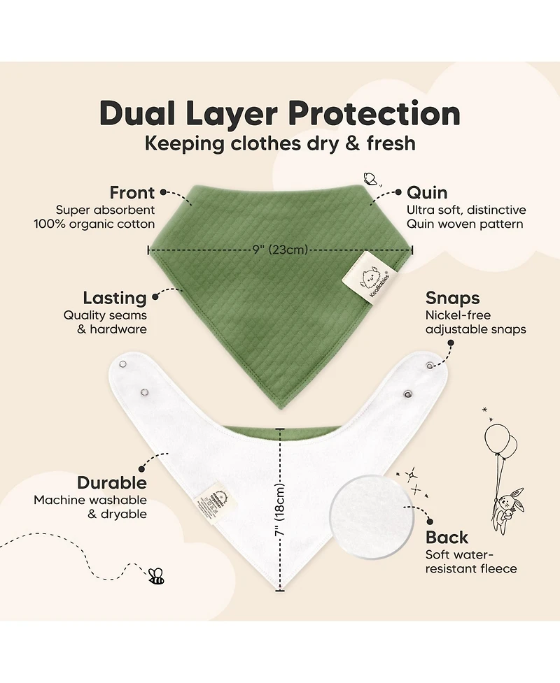 KeaBabies 8pk Quin Bandana Bibs, Baby Bibs for Drooling and Teething, Cotton Drool Girl, Boy