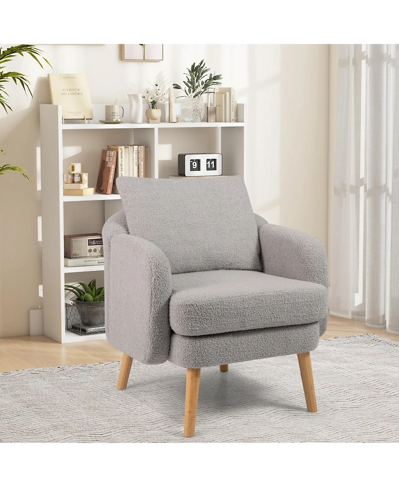 Sherpa Accent Chair Modern Living Room with Seat Cushion