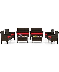 Gymax Pcs Patio Furniture Set w/Washable Cushions & Tempered Glass Coffee Table