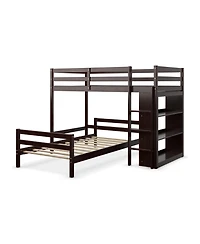Space-Saving Loft Bunk Bed with Storage Bookcase, Ideal for Kids and Teen Bedrooms