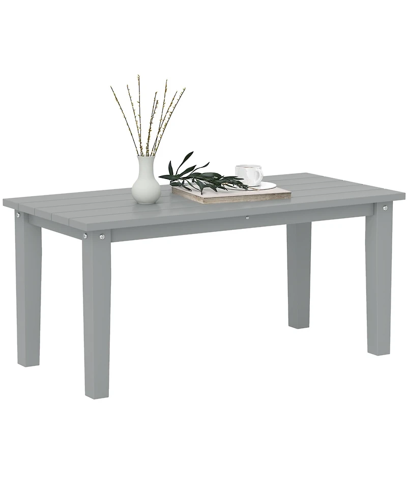 Outsunny Hdpe Outdoor Table, Recgle Slatted Patio