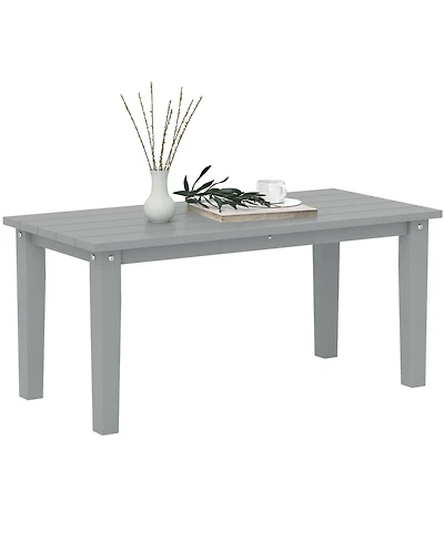 Outsunny Hdpe Outdoor Table, Recgle Slatted Patio