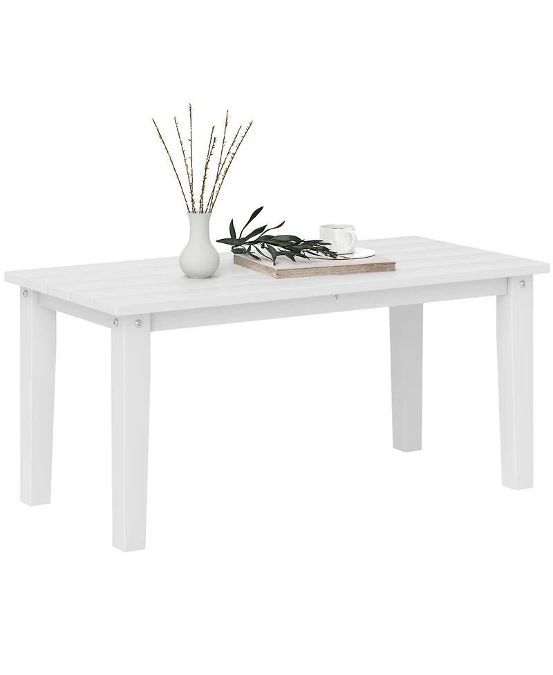 Outsunny Hdpe Outdoor Table, Recgle Slatted Patio Table,