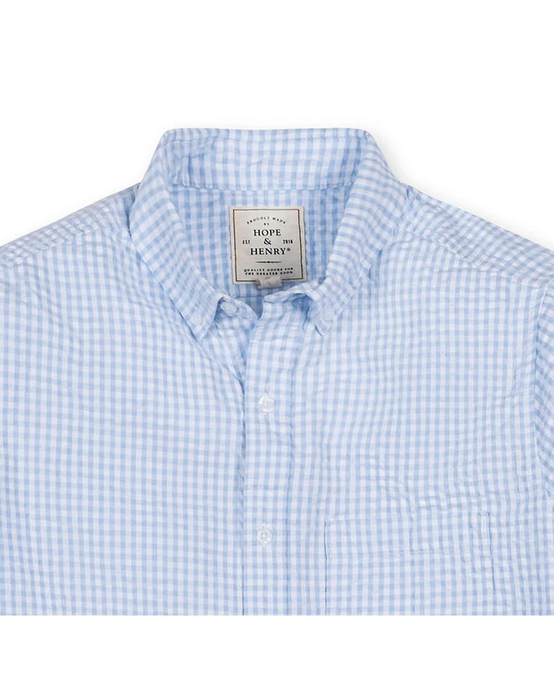 Hope & Henry Men's Organic Cotton Seersucker Button Down Shirt