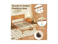 Bed Frame with Built-In Headboard and Storage Compartments