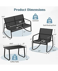 Gymax 8 Pcs Rocking Bistro Set Patio Furniture Set w/ Loveseat Rocking Chairs & Coffee Table