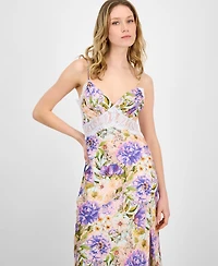 Astr the Label Women's Ivanna Floral Lace-Trim Sweetheart Maxi Dress