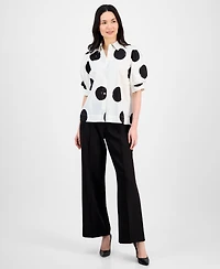 T Tahari Women's Short-Blouson-Sleeve Button-Front Shirt