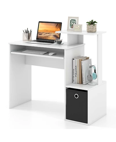 Home Office Computer Desk Space-saving Study Writing with Keyboard Tray