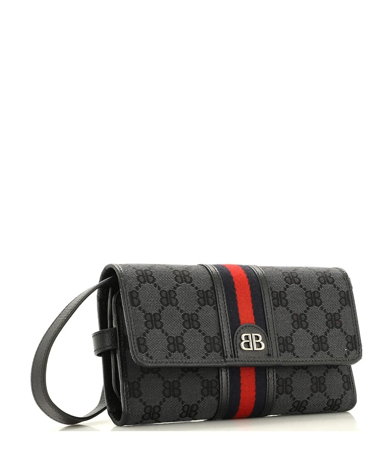 Pre-Owned Balenciaga x Gucci The Hacker Wallet on Strap Bb Coated Canvas