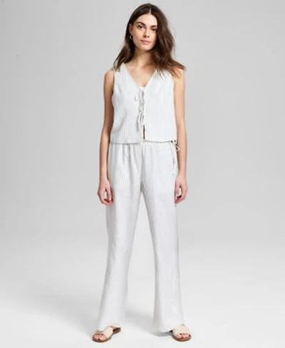 Now This Womens Front Tie Linen Vest Side Tie Linen Pants Exclusively At Macys