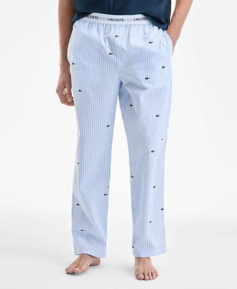 Lacoste Men's Regular-Fit Croc Stripe Pajama Pants