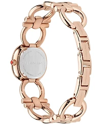Ferragamo Women's Swiss Double Gancini Rose Gold Ion Plated Link Bracelet Watch 25mm
