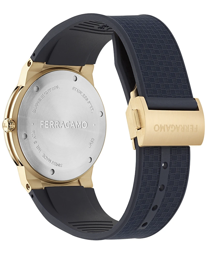 Ferragamo Men's Swiss Blue Polyurethane Strap Watch 41mm