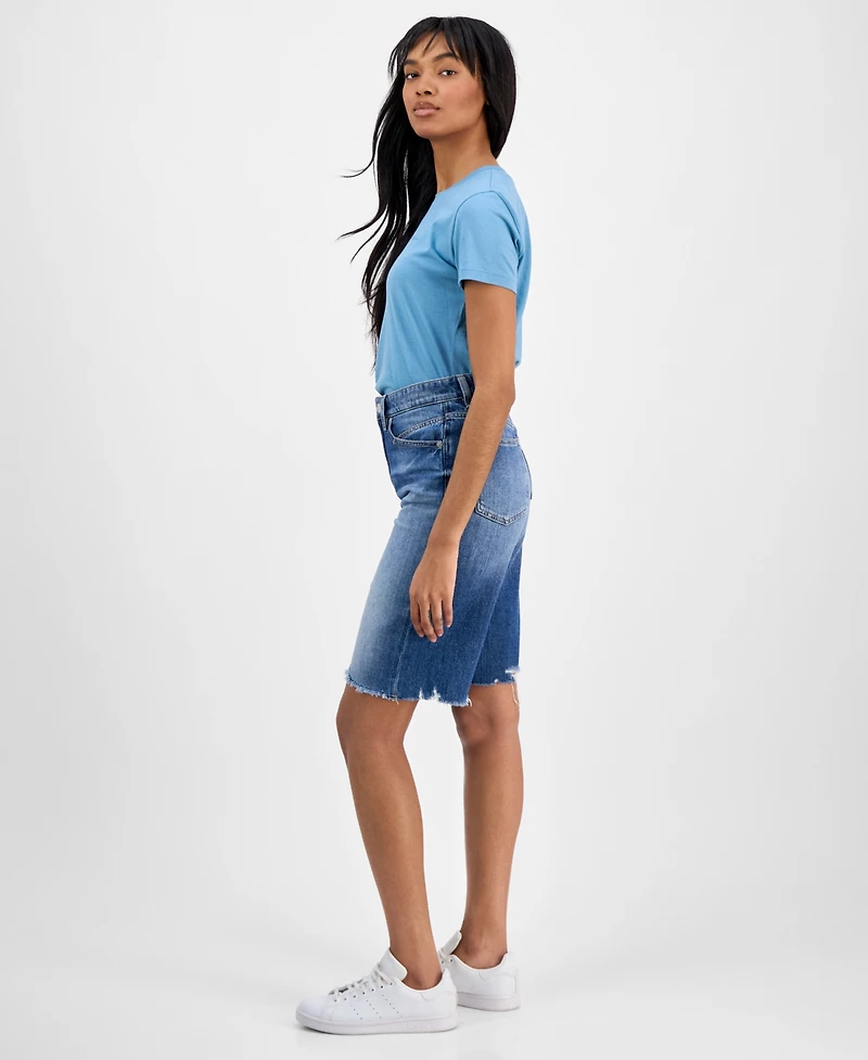 Boss Orange Women's High-Rise Raw-Edge Denim Shorts