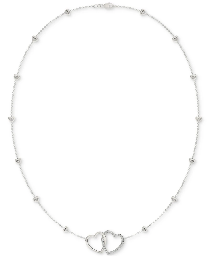 Charles & Colvard Moissanite Linked Hearts Pendant Necklace (3/8 ct. t.w.) in Sterling Silver, 18"