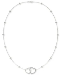 Charles & Colvard Moissanite Linked Hearts Pendant Necklace (3/8 ct. t.w.) in Sterling Silver, 18"