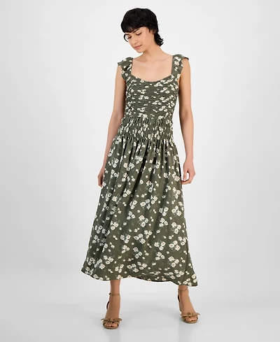 And Now This Women's Flutter-Sleeve Smocked Midi Dress