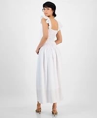 And Now This Women's Flutter-Sleeve Smocked Midi Dress