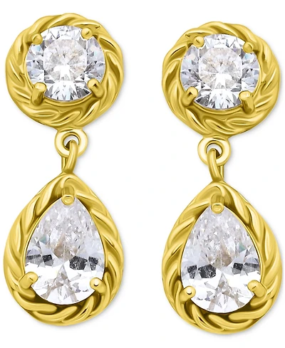 Giani Bernini Cubic Zirconia Mixed Cut Rope Frame Drop Earrings, Exclusively at Macy's