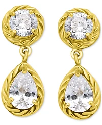 Giani Bernini Cubic Zirconia Mixed Cut Rope Frame Drop Earrings, Exclusively at Macy's