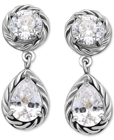Giani Bernini Cubic Zirconia Mixed Cut Rope Frame Drop Earrings, Exclusively at Macy's