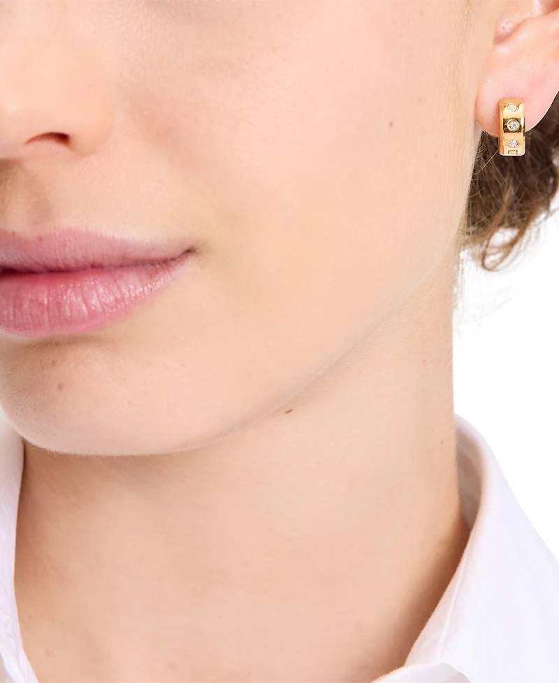 Kate Spade New York Small Pave Chunky Huggie Hoop Earrings, 0.5"