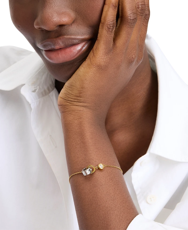 Kate Spade New York Two-Tone Crystal & Interlinking Ring Bracelet
