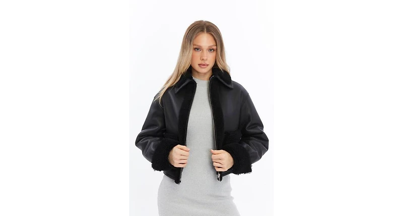 Furniq Uk Women's Genuine Shearling Jacket