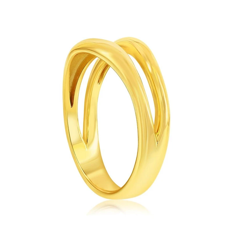 Sterling Silver, Gold Plated High-Polished Double Row Ring